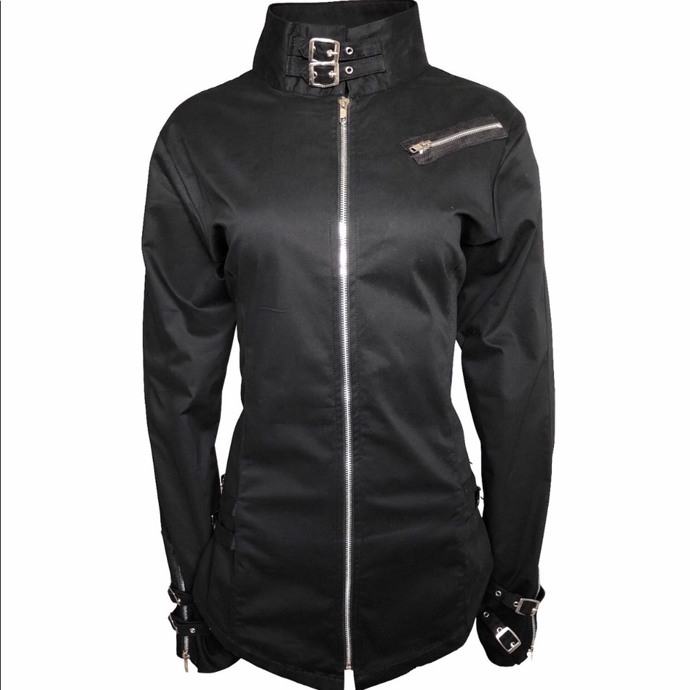 Black gothic punk buckle jacket